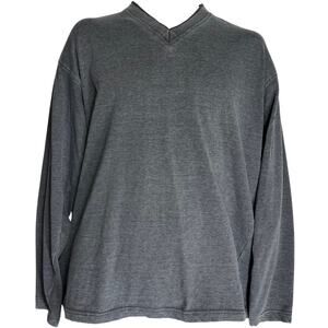 Bert Pulitzer Shirt Mens Size M Gray V Neck Long Sleeve Cotton Blend Casual